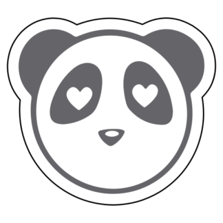Heart Eyes Panda Sticker (Grey)